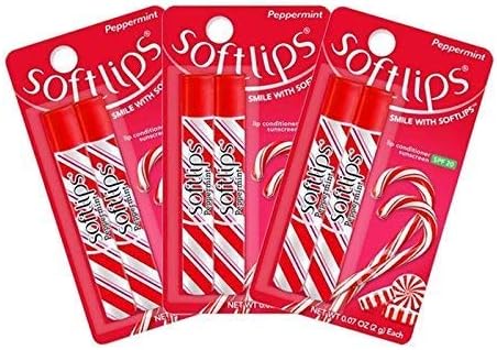 Softlips Lip Protectant SPF20, Peppermint (Pack of 6 Sticks)