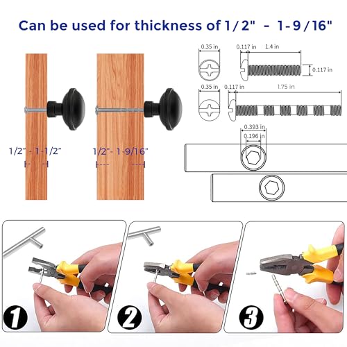 Image of Ravinte 15 Pack 1-1 /4 Inch Diameter Kitchen Cabinet Knobs Matte Black Dresser Knobs Round Solid Cabinet Drawer Pulls for Kitchen Cupboard Hardware