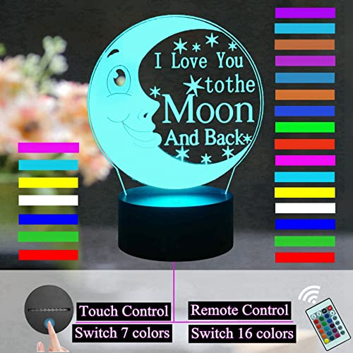 Laysinly Lovers 3D Romantic Table Lamp, I Love You To The Moon And Back Led Night Light, Child Bedroom Night Lamp Decoration, 7 Colors Desk Lamp, Couple's Atmosphere Light For Each Other Of Love #TOP2