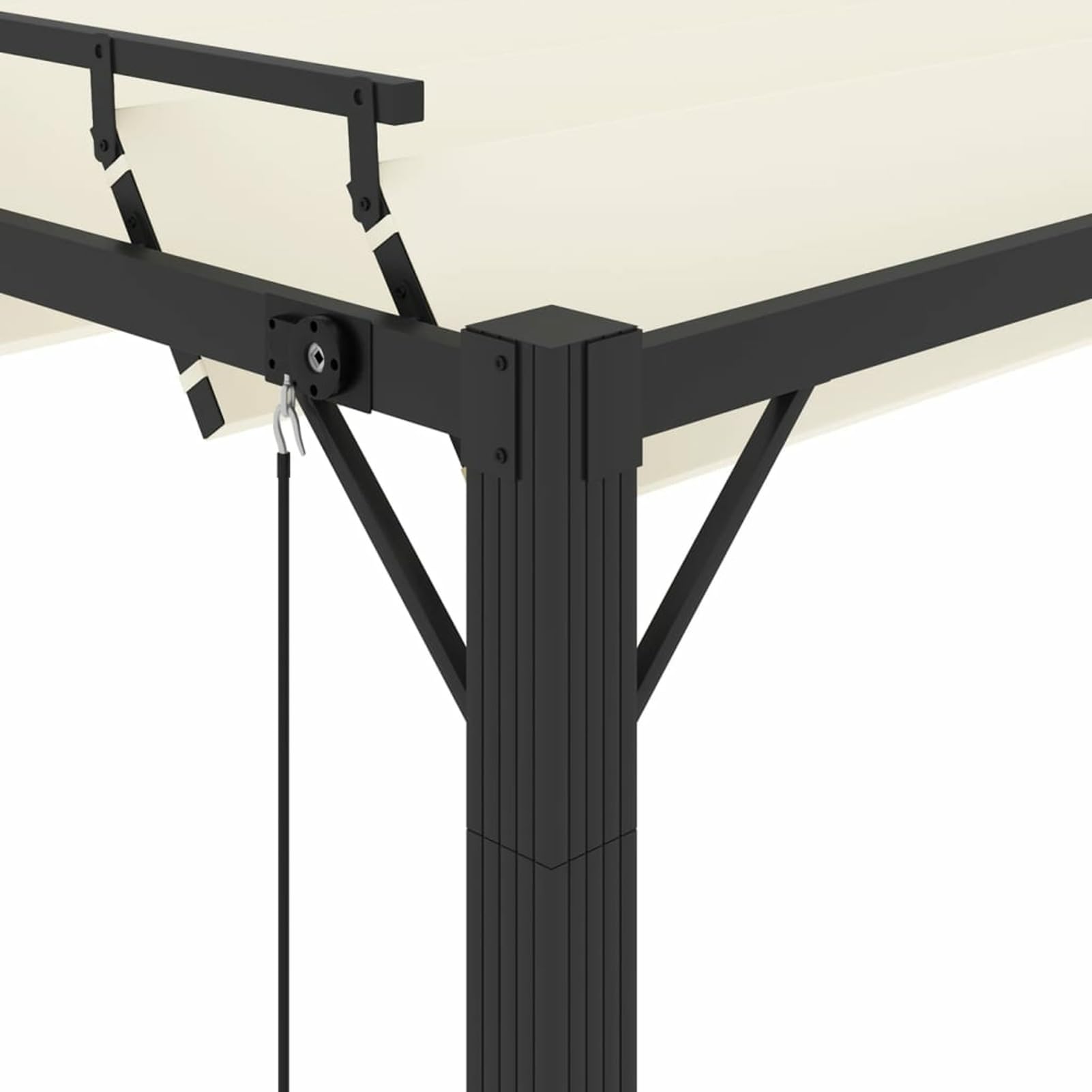 Pavillon mit Lamellendach, Gartenpavillon, Pop-Up Partyzelt, Festzelt, Pavillon, Garden Decoration, Canopy Tent, Lagerzelt, 3x3 m Creme Stoff und Aluminium