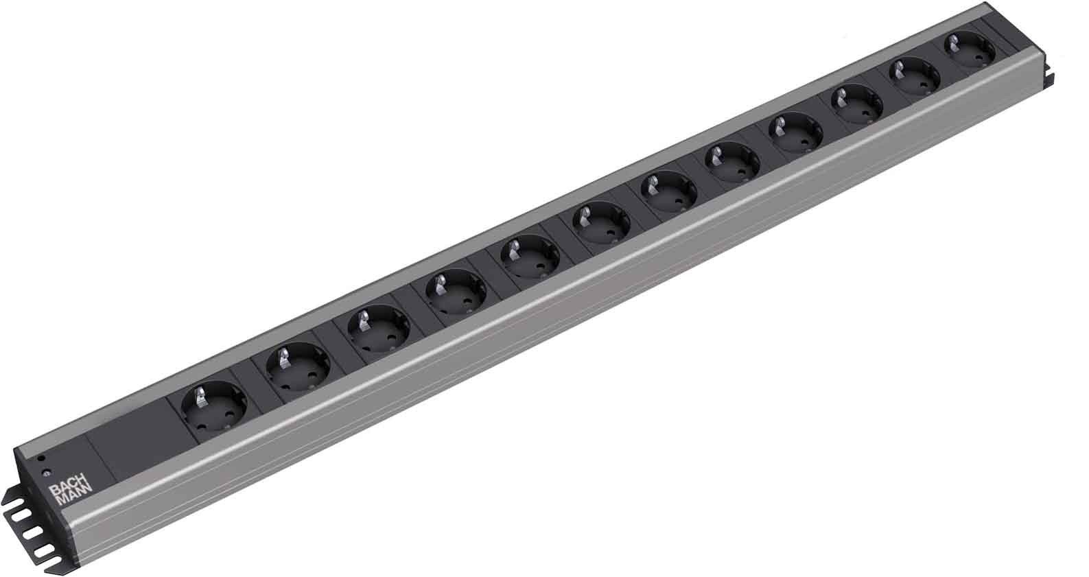 Bachmann 300.002 12AC outlet(s) 2m Schwarz, Grau - Verlängerungskabel (74 mm, 746 mm, 45 mm, 2 m, Schwarz, Grau)
