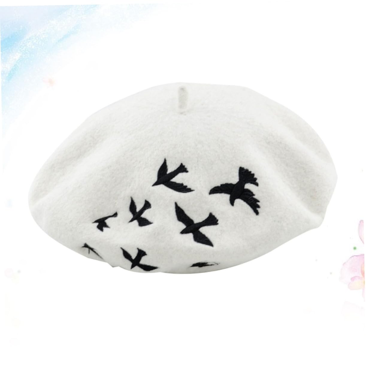 WOFASHPURET Woolen Beret Hat Women's Beanie Hat for Women Embroidered Cap Soft Breathable Fashion Headdress for Lady White