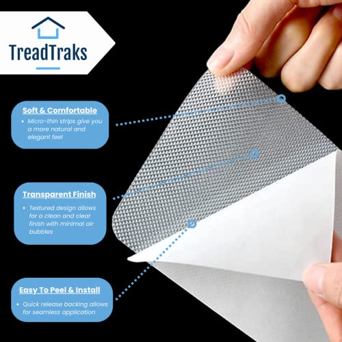 Treadtraks™ 30"X 6" Pre Cut Anti-Slip Stair Treads (15-Pack) With Roller | Premium Clear Non-Slip Grip Strips | Indoor Or Outdoor Usage | Water-Proof Rubber-Like Safety Tape For Flexibility #TOP1