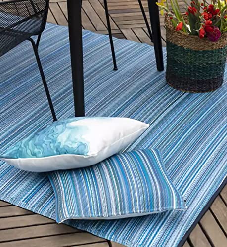 Fab-Habitat-Outdoor-Premium-Recycled-Plastic-Pillow-Waterproof-Fade-Resistant-Striped-Patio-Porch-Deck-Balcony-Cancun-Indigo-165-x-165 Fab Habitat Outdoor Premium Recycled Plastic Pillow Waterproof Fade Resistant Striped Patio Porch Deck Balcony Cancun Indigo 165 x 165