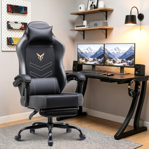 Image of GTPLAYER Gaming Chair for Adults, Big and Tall 300LBS Heavy Duty Office Chair, Ergonomic High Back Lumbar Support and Wide Comfy Cushion with Linkage Armrests, Grey