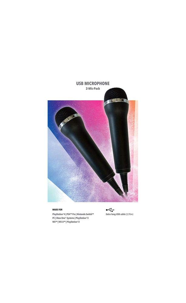 Mikrofon Doppelpack für Karaoke Games (Lets Sing, Voice of Germany, SingStar etc.) für PlayStation (PS3, PS4, PS5), Nintendo (Switch, Wii), XBOX + PC