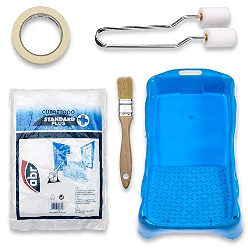 KIT PINTURA BARANDAS Y VERJAS: RODILLO ESPECIAL + CUBETA+ CINTA ADHESIVA + CUBRE TODO + PALETINA DOBLE DEL Nº12 …