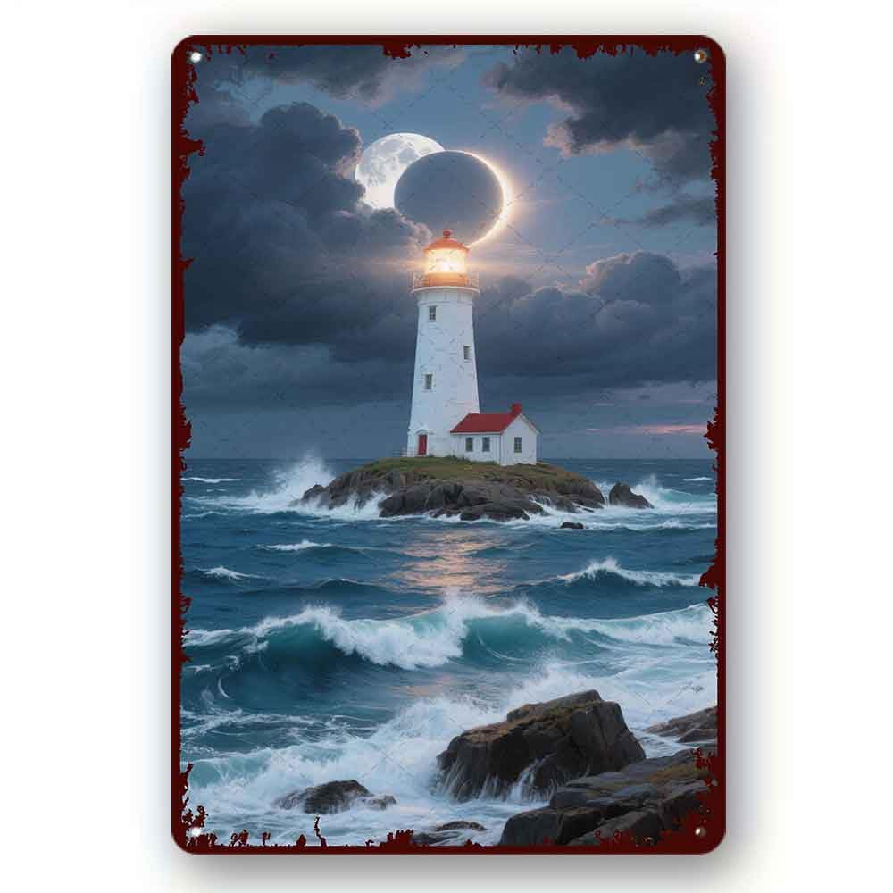 peiyeety Retro Tin Sign Funny Lighthouse in the storm For Home Yard Farm Garden Garage Inspirational Quotes Wall Decor Tin Signs 8x12 Inch
