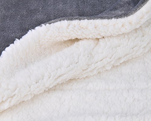 Sochow Sherpa Fleece Throw Blanket, Double-Sided Super Soft Luxurious Plush Blanket Queen Size 90 Inchx90 Inch, Grey #TOP4