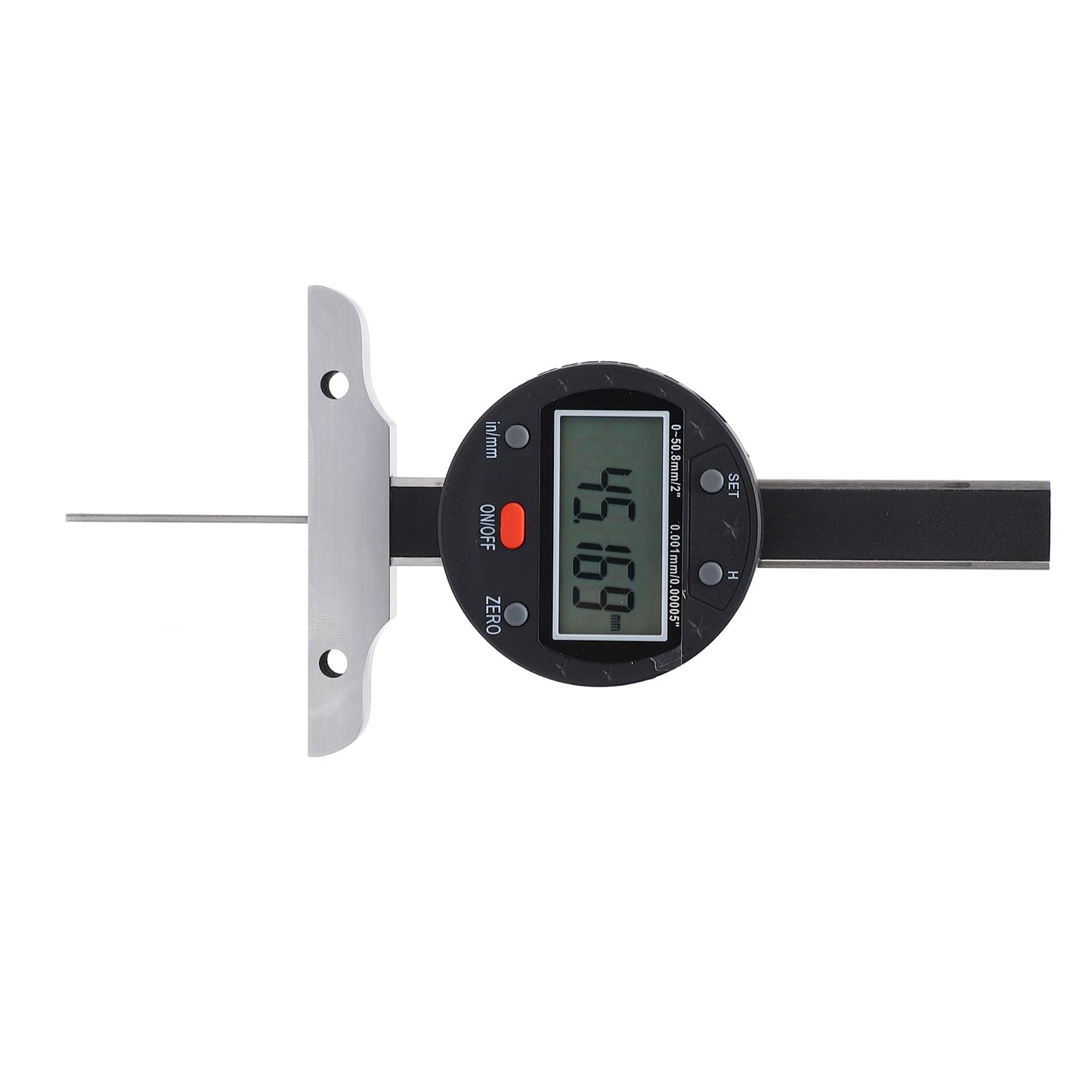 Medidor electrónico de profundidad digital de alta precisión con pantalla mm en unidades USB, medidor de profundidad de varilla fina de 0 a 50,8 mm de rango