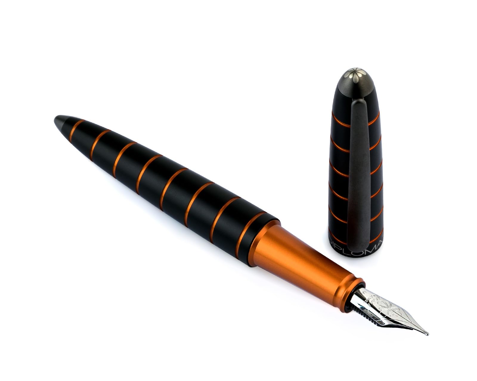 Diplomat Elox Füllhalter-Set Ring Schwarz Orange, Tinte und Lederetui