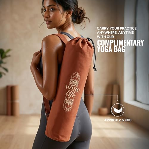 Image of Wiselife Arch Cork Natural Rubber Yoga Mat with Yoga Mat Bag 6MM | Extra Large Extra Wide | Anti skid Anti slip for Yoga & Workout (Cork 7 chakra)