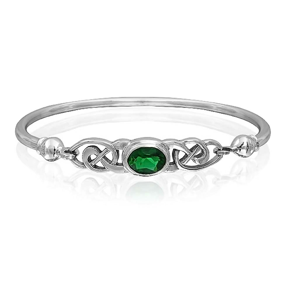 Bling Jewelry Parejas BFF Infinity Irish Celtic Love Knot Brack Bracelet For Women Teens Kelly Simulated Green Emerald Simulated Red Ruby Oval .925 Sterling Silver 7 Inch