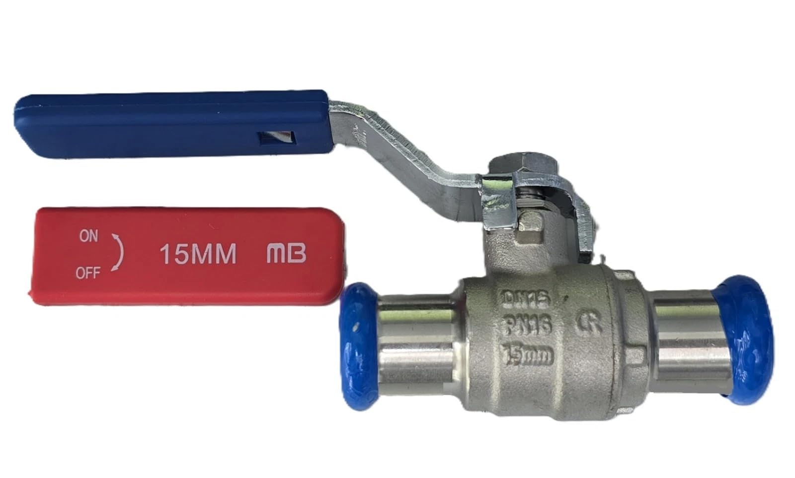 Press-FIT 15mm Lever Ball Valve Full Bore Isolation Valve Red/Blue Dual Handle WRAS Approved
