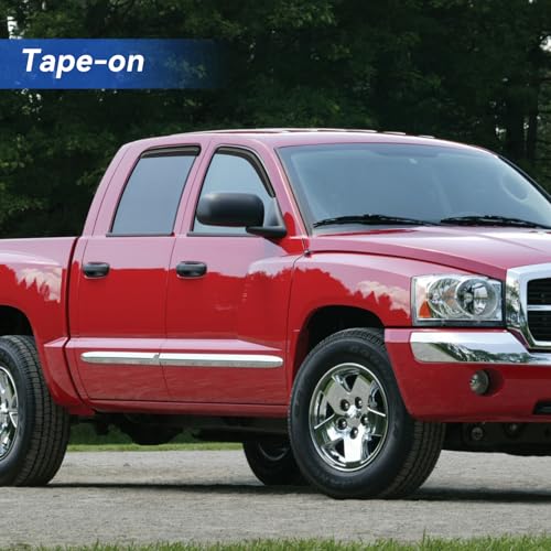 Image of Window Visors Rain Guards Shield for 2005-2010 Dodge Dakota Quad Cab, Out-Channel Window Vent Wind Deflectors Visors Shades for 05-10 Dakota Crew Cab