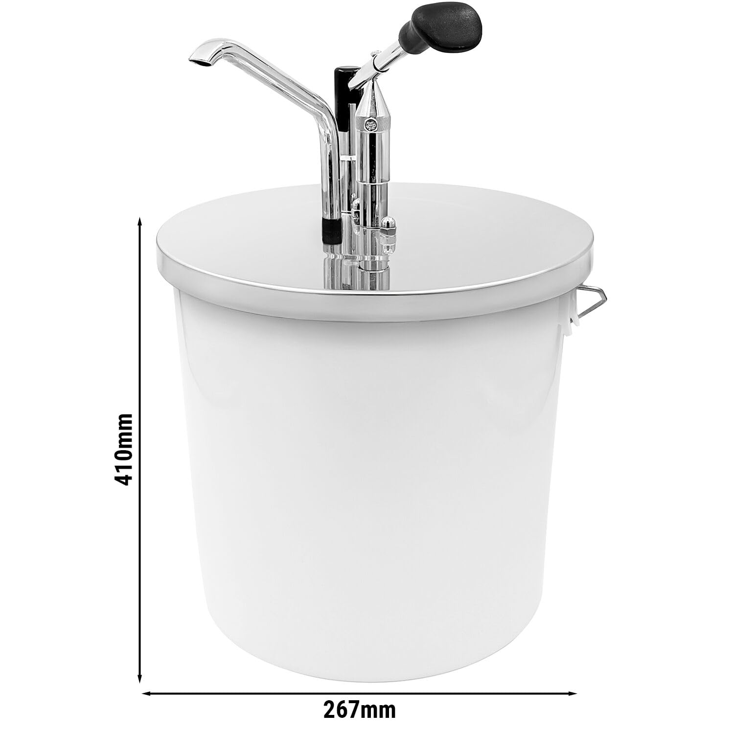 GGM Gastro Saucenspender für 10 L Eimer | Präzise Dosierung, robuste Edelstahlkonstruktion, einfache manuelle Reinigung, platzsparendes Design, für Dauereinsatz