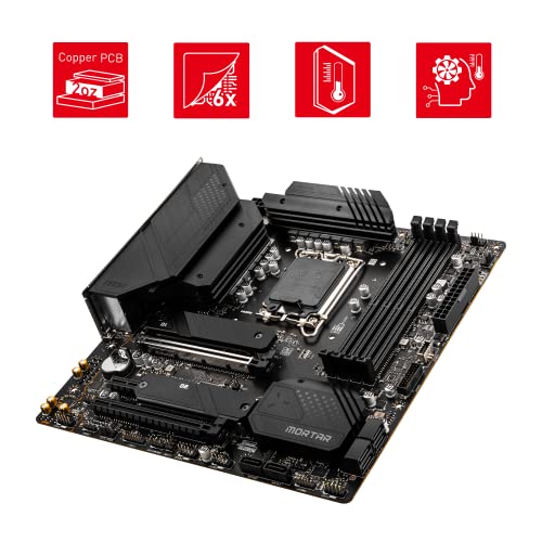 Image of MSI MAG B660M Mortar DDR4 Motherboard, Micro-ATX - Supports Intel 12th Gen Core Processors, LGA 1700 - DDR4 Memory Boost 4800+MHz /OC, PCIe 4.0 & 3.0 x16 Slots, 2 x M.2 Gen4 Slots, 2.5G LAN