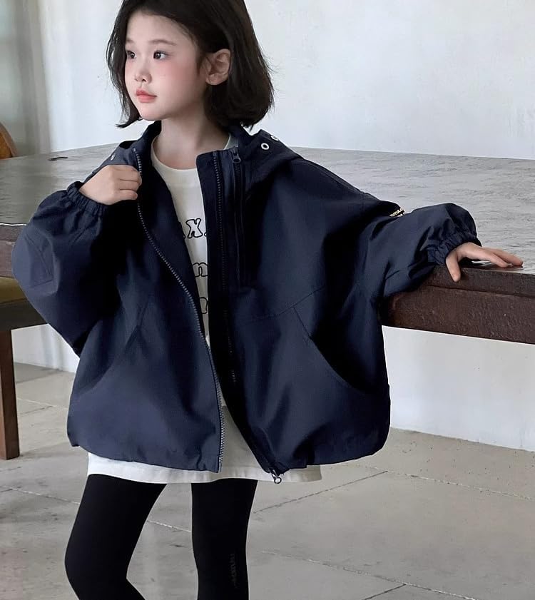 [BLZXIAN] キッズ 女の子 ウインドブレーカー 登山服 重ね着 ジャケット アウター 厚着 フード付き ガールズ アウトドア