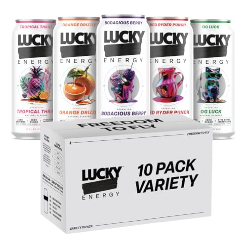 Lucky Energy Sugar Free Energy Drinks 16 Fl Oz Cans (Pack of 10) ...