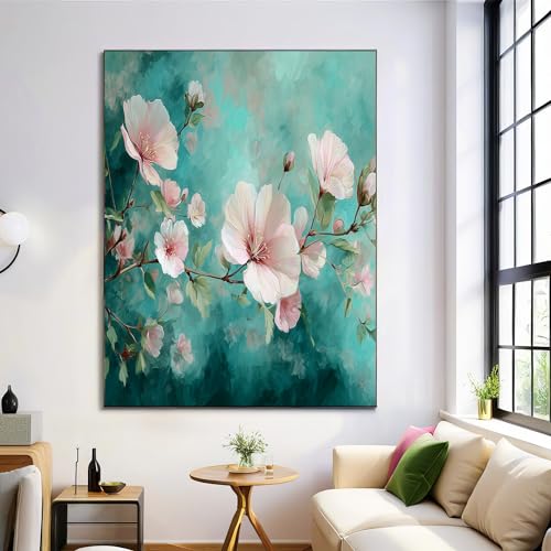 Tableau decoration murale fleur rose pour salon et chambre chic