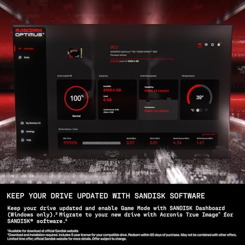 Image of SANDISK 1TB Optimus GX 7100M NVMe SSD - PCIe Gen 4, M.2 2230, Up to 7,250MB /s Read Speed, Up to 6,900MB /s Write Speed - SDSP71100TAT