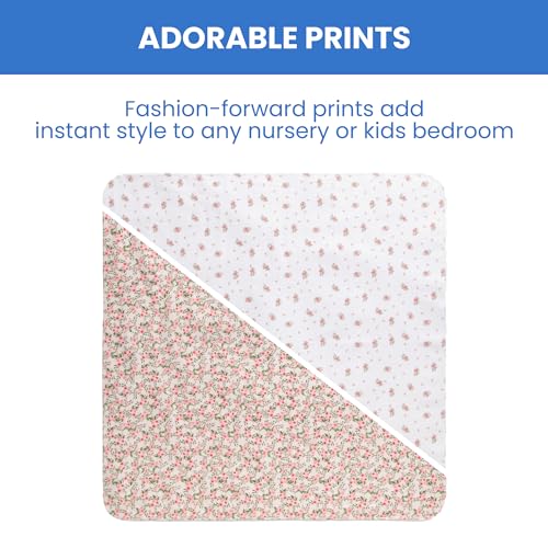 Image of Delta Children 100% Cotton Flannel Baby Receiving Blankets for Girls and Boys - 30x30 Inches (Pack of 2), Pink Floral