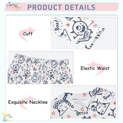 Cute Monster Prints Cute Pajama Sets Long Sleeve Top and Pants, Snug Fit Sleepwear for Night Wears4