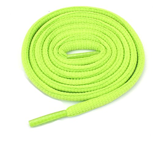 Oval Athletic Shoelaces 1/4" Thick Solid Colors for All Shoes Several Lengths (Lime-54)