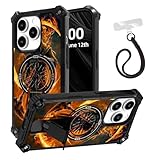 ETLKJVBL for iPhone 14 Pro Max Case, Scythe of Skeleton is on Fire ArmorShield Military Grade Shockproof, Hidden Kickstand, Detachable Wrist Strap Protective Cover