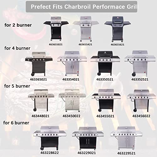 Grill Replacements for Charbroil Performance 463448021 463449021 463365021 5 Burner 463351021 463352521 4 Burner Gas Grill Igniter Stainless Steel Grill Burner Heat Plate Shield Crossover Tube by Gcostar - Image 2