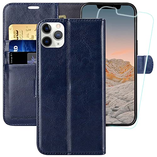 Etui iPhone 12 Pro Max antichoc MONASAY protection intégrale rabat bleu