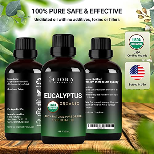 𝐎𝐑𝐆𝐀𝐍𝐈𝐂 Eucalyptus Essential Oil - 100% Pure Eucalyptus Oil For Diffuser, Humidifier, Sinus, Cold, And Aromatherapy - Natural Eucalyptus Oil For Skin, Hair, Scalp And Massage #TOP7