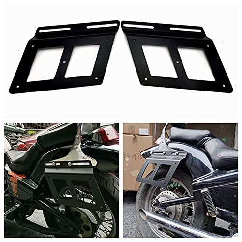 Jymotor 2Pcs Black Motorcycle Saddle Bags Support Side Bag Bracket Mounting Holder Universal For Harley Honda Yamaha Suzuki Kawasaki,22Cm #TOP4