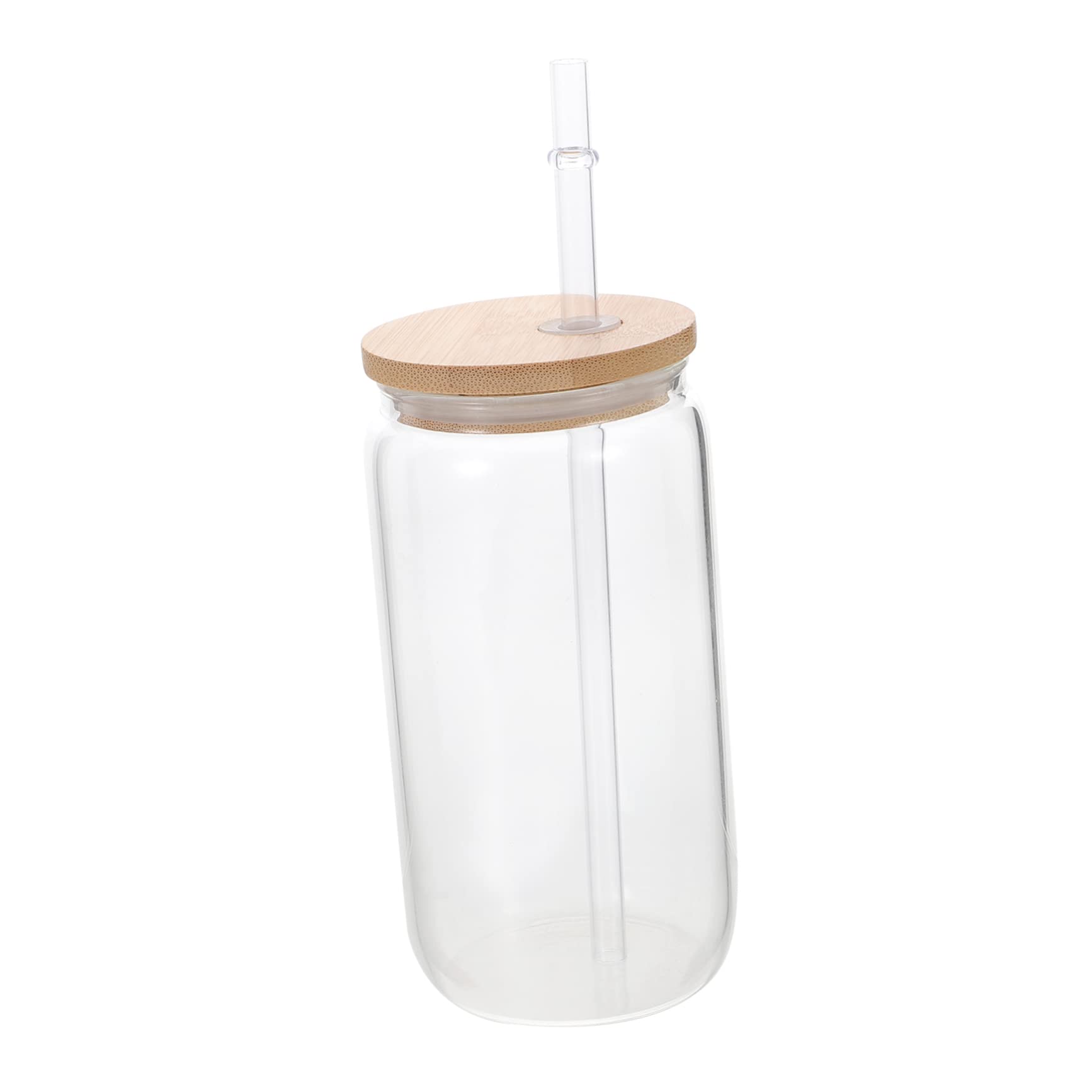 Mikinona 12oz Glass Beer Glasses High Borosilicate Iced Cups Straw Lid Juice Cup