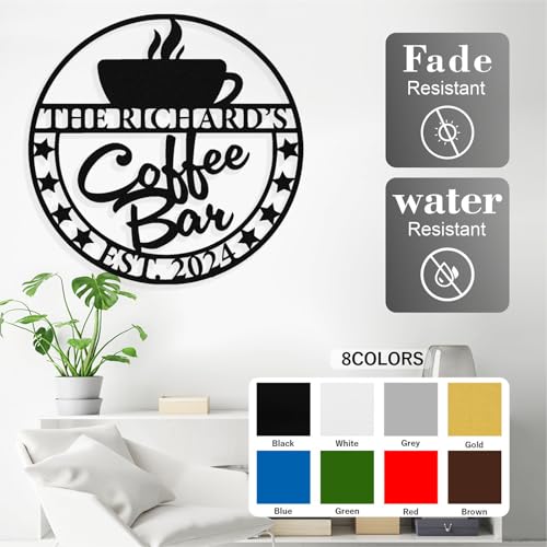 Image of Personalized Coffee Bar Metal Sign, Custom Coffee Signs, Custom Coffee Name Signs for Cafe Station, Coffee Wall Art Decor for Kitchen, Cafe Shop Decor, Cafe Lover Gift