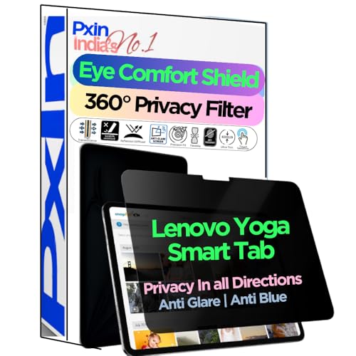 Image of PxIn Tablet Privacy Screen Guard compatible with Lenovo Yoga Smart Tab | No.1 | Anti Glare | Anti Blue Light | Anti UV | 4 Way Privacy Filter | 360 Privacy | Eye Protect