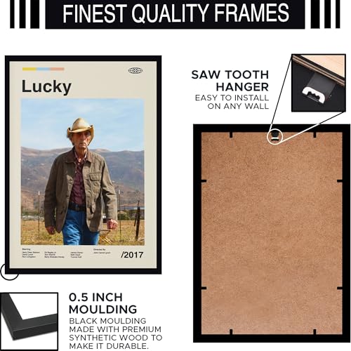 Image of BLINKART Lucky Vintage Movie Poster Frame 8x12 Inch | Premium 300 GSM Paper Wall Print | Mid Century Vintage Film Artwork for Home, Bedroom, Living Room, Office | Framed Photo Decor