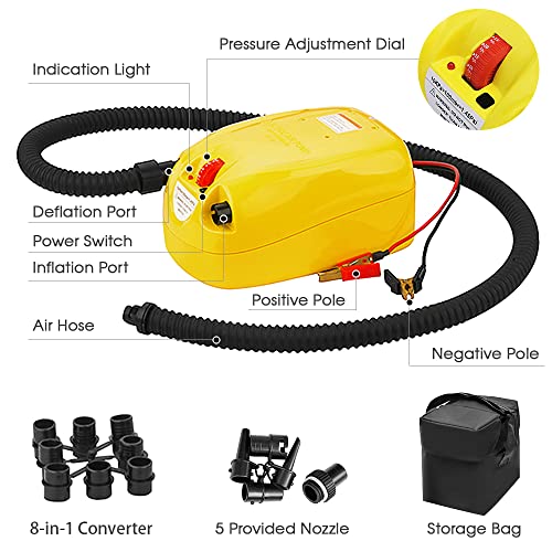 Bomba de ar DC12V com saco de zenamento de os Bomba de ar DC portátil Suporte para iação e deflação