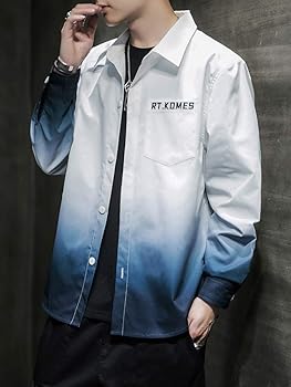 Amazon.co.jp: [Renze] シャツ メンズ 夏服 長袖 グラデーション