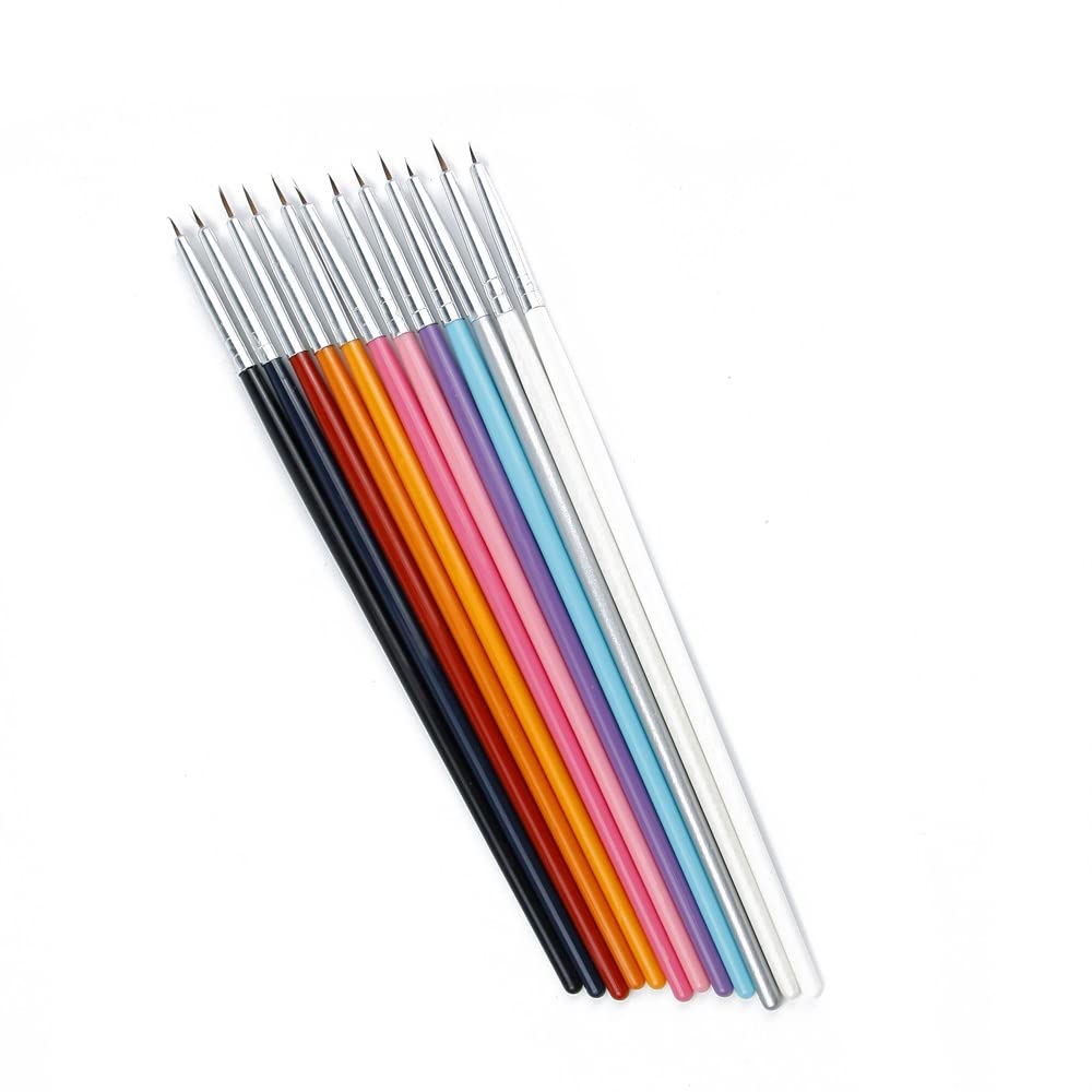 N/A 12 Pz/lotto Pennelli per Nail Art Pennelli per Design Penna Dettagli Fine Liner Suggerimenti Set di Vernice per Disegno WolFum