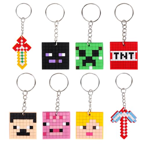 Nhemeylp 32 Pcs Kids Keyrings, Creeper Keychain, PVC Keychains Set of 32, Collectables Gaming Gifts, Party Bag Pendant Gift Fillers Key Tags Goodie BagBackpack Keychain Boys Girls Kids