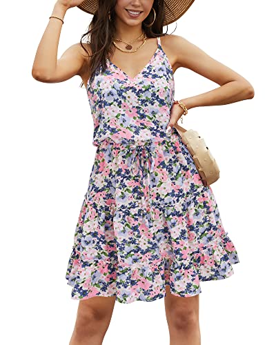 Image of Newshows Women's Summer Casual Dress Cute A Line Ruffle Hem Flattering Fit Beach Vacation Sundress