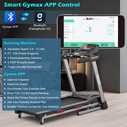 Image of Goplus 4.75HP Folding Treadmill for Home Gym, Commercial Heavy Duty Superfit Treadmill with 15% Auto Incline, 20 Preset Programs, Bluetooth Speakers, LED Display, Smart APP, Running Walking Machine
