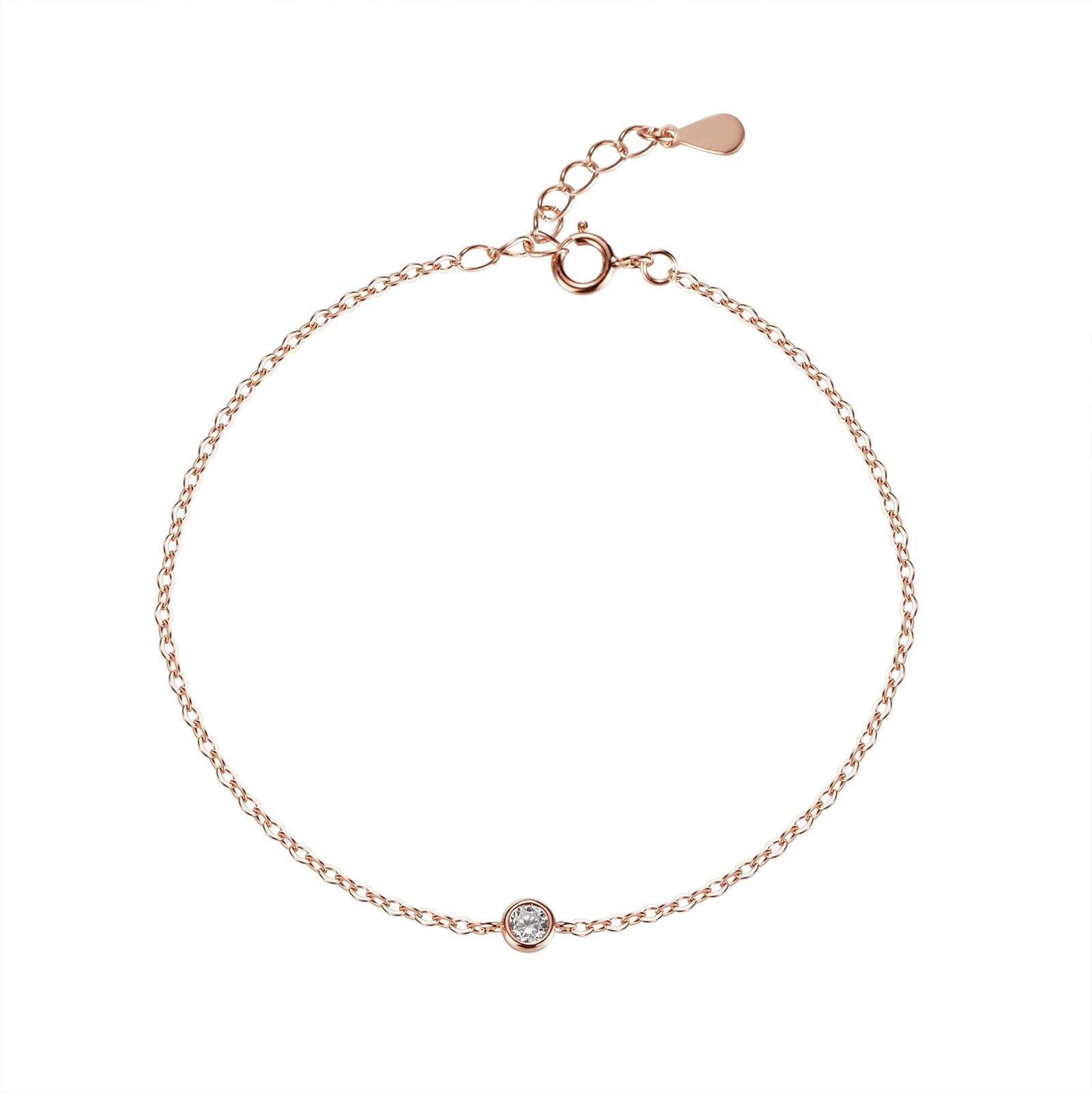 Pulsera para mujer de oro rosa de 9 K/14 K/18 K, clásica, pequeña pulsera con diamantes de oro real, brazalete de oro rosa Au 375/585/750