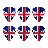 United Kingdom Great Britain Union Jack Country Flag Novelty Guitar Picks Medium Gauge - Set of 6