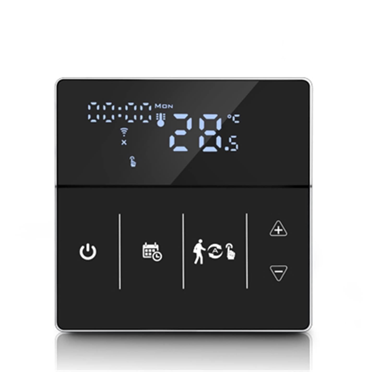 Cyfrowy higrometr termometr wewnętrzny Tuya WiFi Smart Thermostat, Elektryczna Ogrzewanie podłogowe Ogrzewanie Wody/Gaz Pilot Pilot Z wyświetlaczem LCD(Nero)