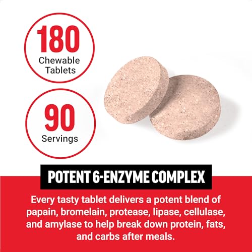 Image of Force Factor Papaya Enzymes Complex, Digestion Supplement and Bloating Relief with Amylase and Bromelain, Support Healthy Digestion, Sugar Free, Non-GMO, Tropical Fruit Flavor, 180 Chewable Tablets