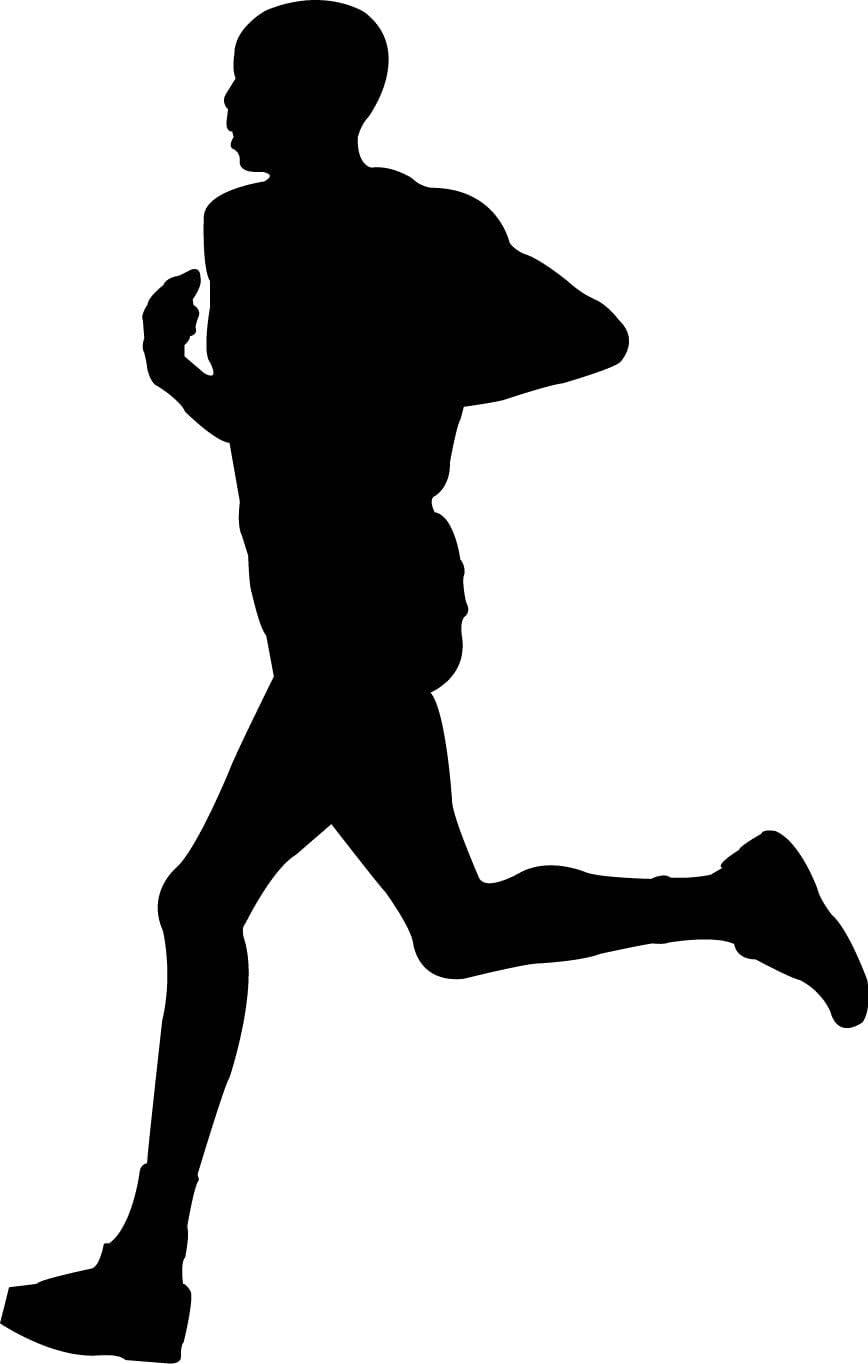 Sports Silhouette Wall Decals - Man Running Runner Silhouette - 12 inch Removable Graphic