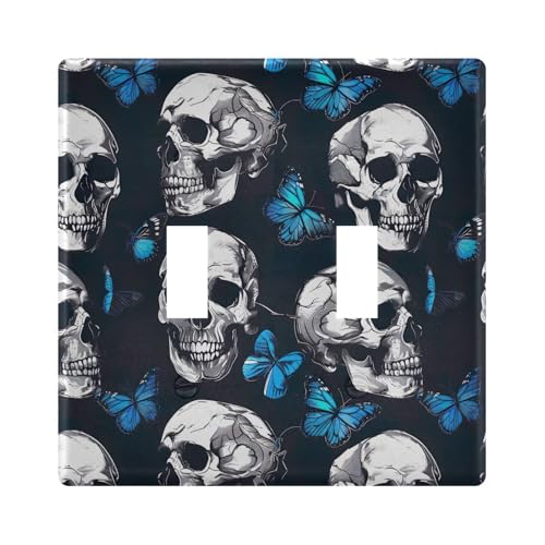 UMIRIKO Skulls Blue Butterfly Light Switch Cover Plate Covers Decorative Double Toggle Home Decor 202b5782