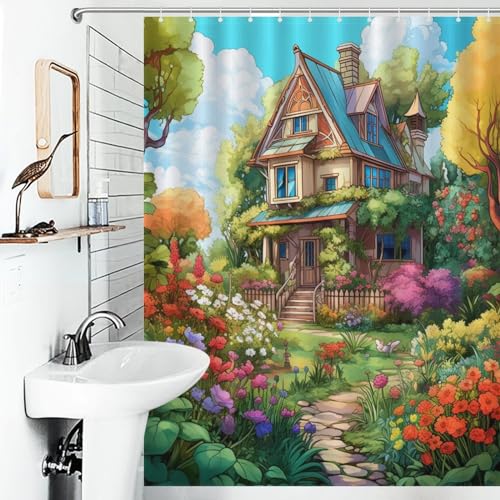 Rideau de douche en polyester gîte de montagne imperméable 140x183cm